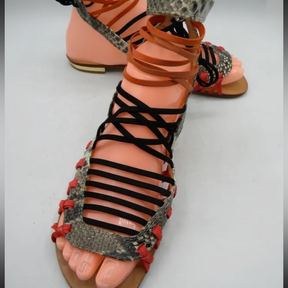 Schutz Agathe Snakeskin Gladiator Sandals 8.5 Multicolor - Picture 4 of 7